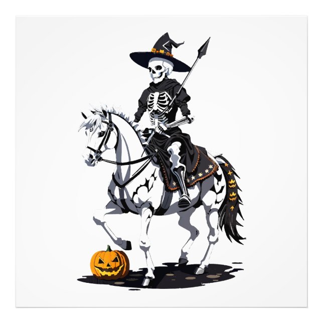 Skelett häst ryttare - Halloween skelett Fototryck (Framsidan)