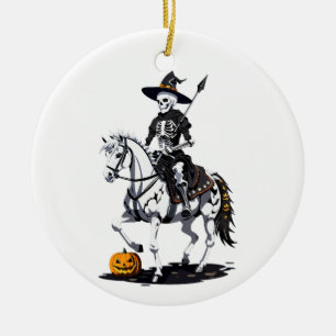 Skelett häst ryttare - Halloween skelett Julgransprydnad Keramik