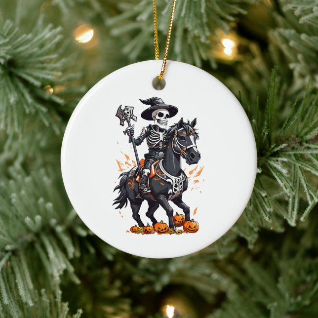Skelett-häst ryttare julgransprydnad keramik (Träd)
