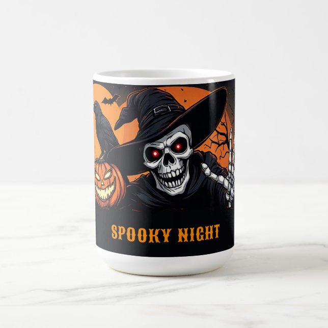 Skelett Häxhatt Pumpa Halloween Glöd 🍂 Kaffemugg (Center)