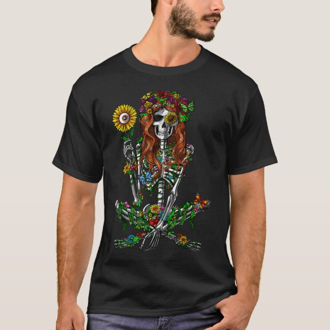 Skelett Hippie T Shirt (Framsida)