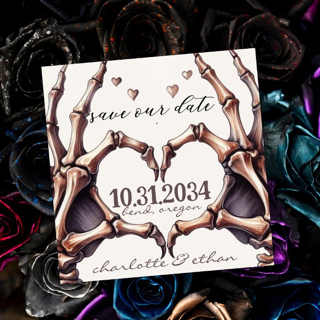 Skelett hjärta spara datumet (Save the Date Gothic Wedding)