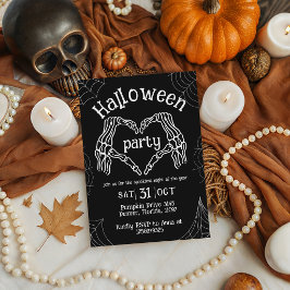 Skelett Hjärtahänder Halloween-fest Inbjudan