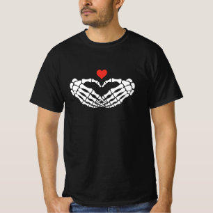 Skelett Hjärtan Händer Grafisk T-Shirt