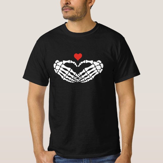 Skelett Hjärtan Händer Grafisk T-Shirt (Framsida)