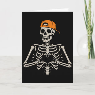 Skelett Hjärtan Händer Pose Halloween Kärlek Rolig Kort