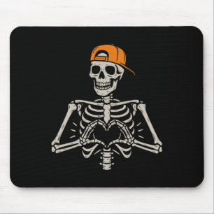 Skelett Hjärtan Händer Pose Halloween Kärlek Rolig Musmatta