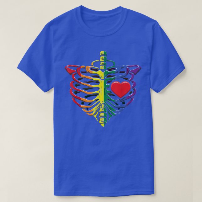 Skelett Hjärtregnbåge Gay Pride HBTQ HBT Pride  T Shirt (Design framsida)