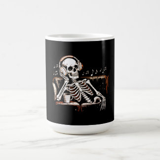 Skelett Hörlurar Kaffe Musik Mörk Estetik Kaffemugg