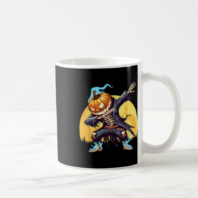 Skelett huvudlös pumpa dab dans pojkar Halloween Kaffemugg (Höger)