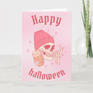 Skelett i Beanie Gott Halloween Kort