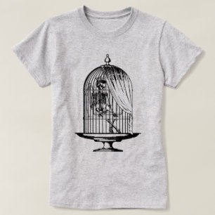 Skelett i en fågelbur t shirt
