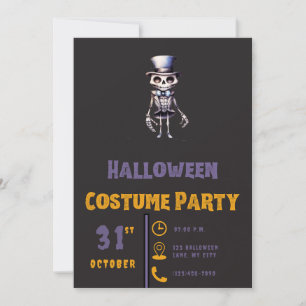Skelett i topp hatt och fluga modern svart Hallowe Inbjudningar