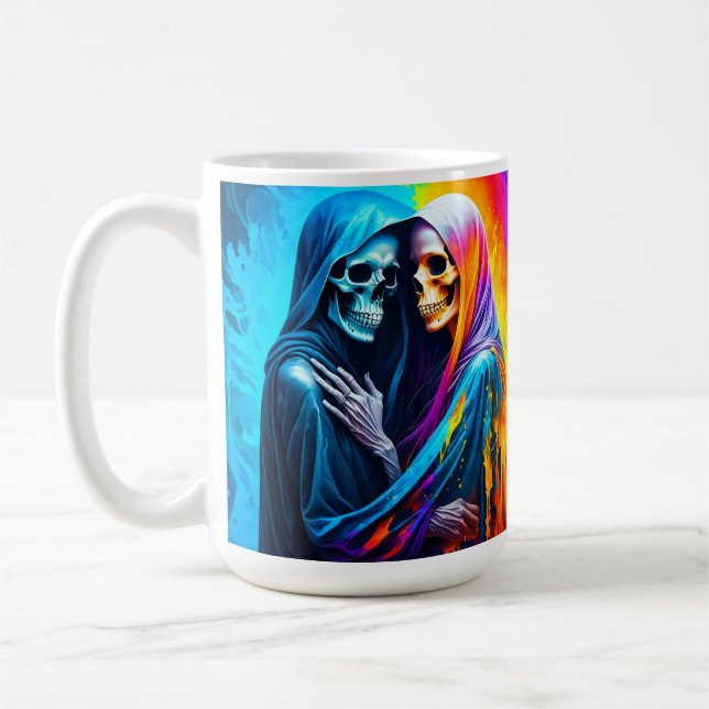 Skelett inklämda i en regnbåge kaffemugg (Vänster)