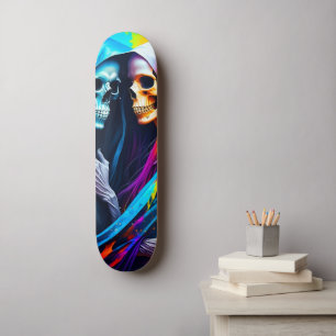 Skelett inklämda i en regnbåge  mini skateboard bräda 18,5 cm