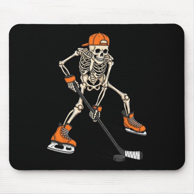 Skelett Ishockey Halloween Kostym Present För Män Musmatta (Framsidan)
