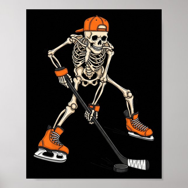 Skelett Ishockey Halloween Kostym Present För Män Poster (Framsidan)
