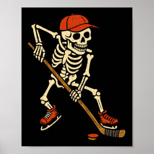 Skelett ishockey Halloween-kostym spöklik sport Poster