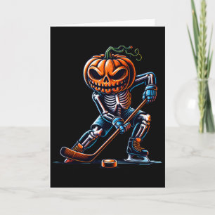 Skelett Ishockey Halloween Pumpa Hockey Män Kort