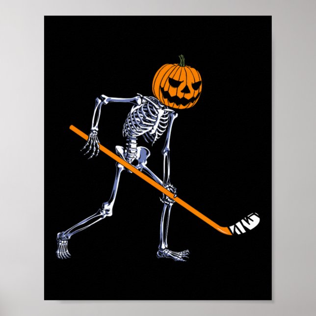 Skelett Ishockey Pumpa Halloween Kostym Män  Poster (Framsidan)