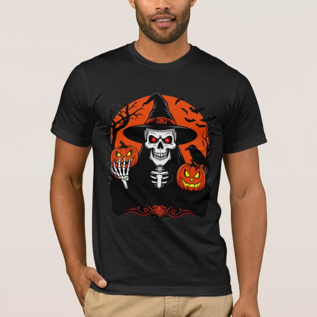 Skelett Jack O Lantern Halloween Natt Glow ✨ T Shirt (Framsida)