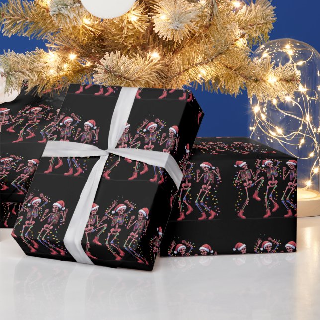 Skelett jul dansande skelett ljus glad  presentpapper (Helgdagar)