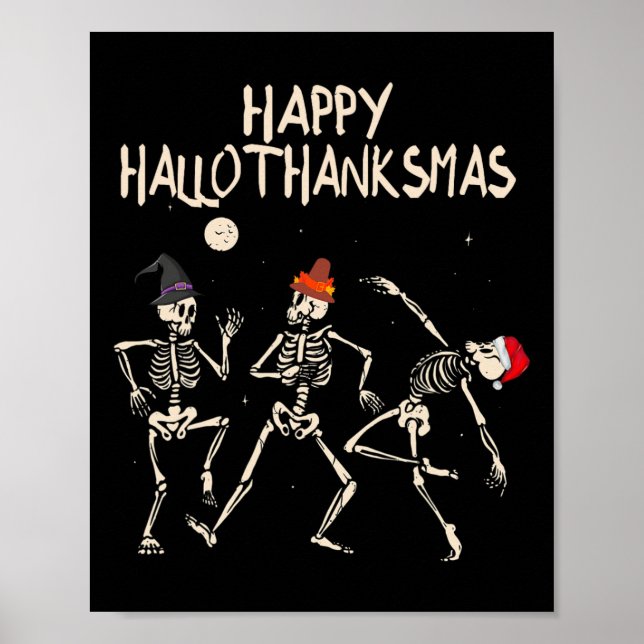 Skelett jul Halloween Thanksgiving kul  Poster (Framsidan)