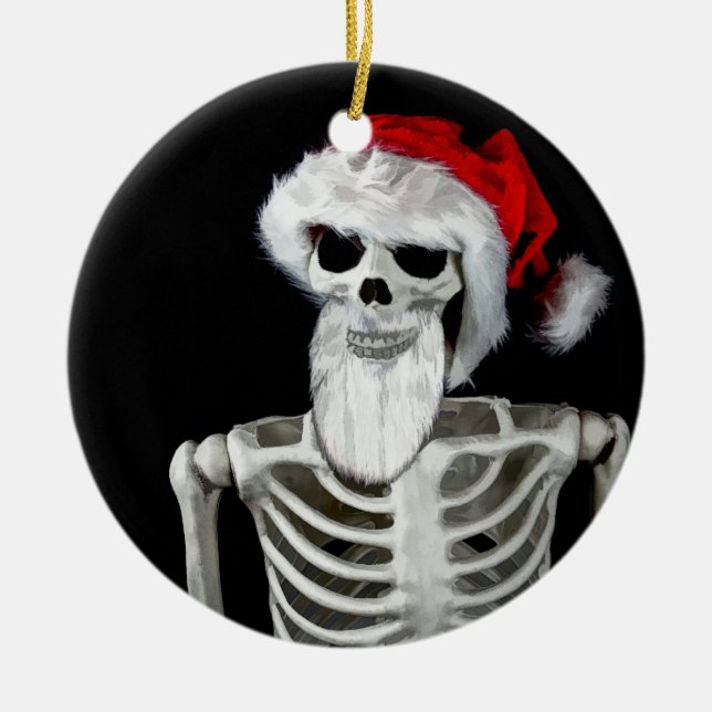 Skelett-jul-tomte-figur Julgransprydnad Keramik (Framsidan)