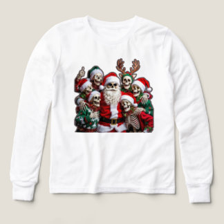 Skelett-jul-tomte julgruppfoto – Festlig 3D T Shirt