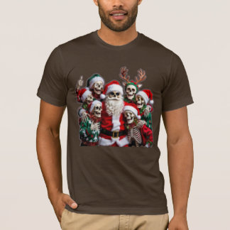 Skelett-jul-tomte julgruppfoto – Festlig 3D T Shirt