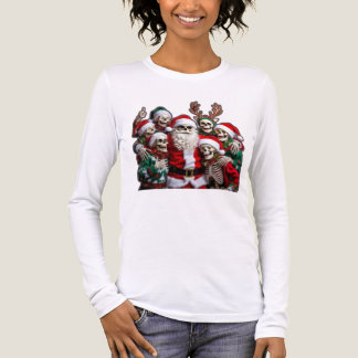 Skelett-jul-tomte julgruppfoto – Festlig 3D T Shirt