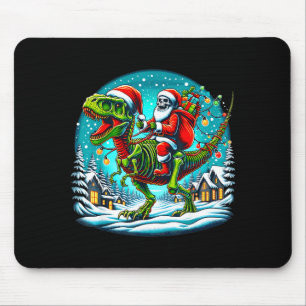 Skelett-jul-tomte ridande T Rex-dinosaur rolig jul Musmatta