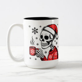 Skelett julkaffe rolig juldesign Två-Tonad mugg