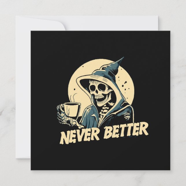 Skelett kaffe Halloween Inbjudningar (Framsida)