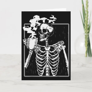 Skelett Kaffeälskare Roligt Halloween SKU Kort