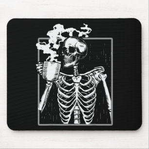 Skelett Kaffeälskare Roligt Halloween Sku Musmatta