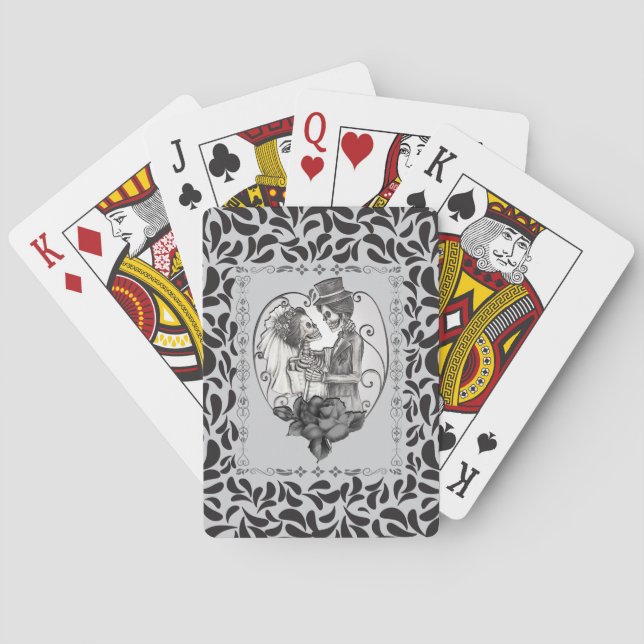 Skelett Kärlekspar Dans Förlovning Casinokort (Baksidan)