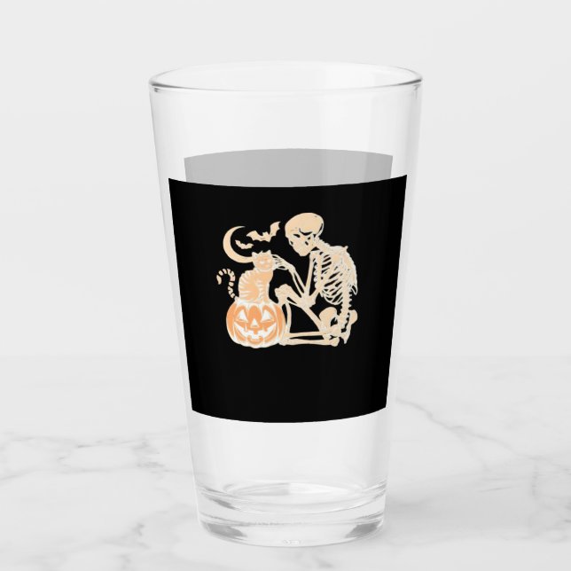 Skelett Katt Skalle kitty Söt Halloween-design Cla Glaskopp (Framsida)