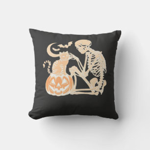 Skelett Katt Skalle kitty Söt Halloween-design Cla Kudde