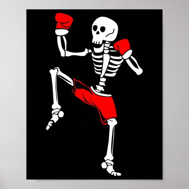 Skelett Kickboxning Fighter Muay Thai  Poster (Framsidan)
