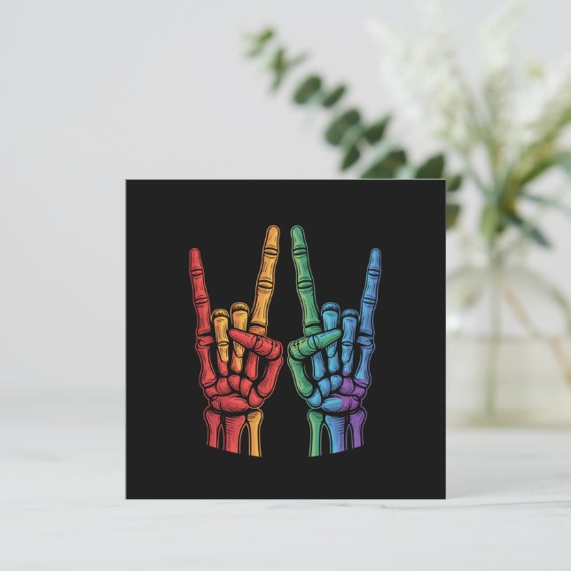 Skelett Klipphand HBTQ Regnbågsflagga Gay Pride  Inbjudningar (Stående Fram)