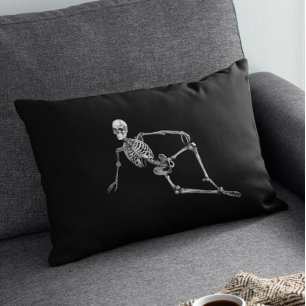 Skelett- lägga besegrar svart Minimalistic Lumbarkudde