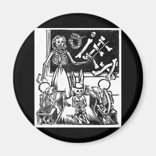 Skelett- lärare och studenter "day of the dead ", magnet