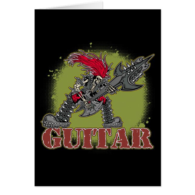 Skelett- leka elektrisk gitarr hälsningskort (Framsidan)