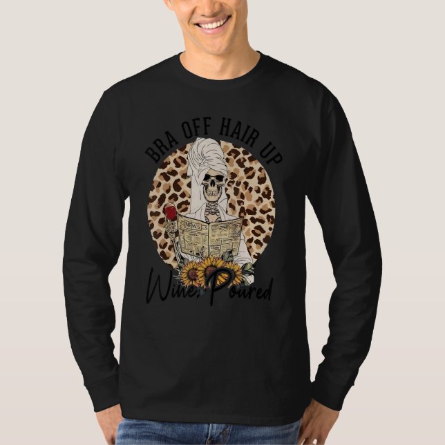Skelett Leopard Solros BH Av Hår Upp Vin Po T Shirt (Framsida)