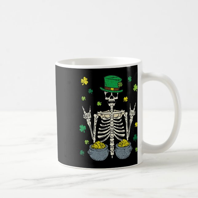 Skelett Leprechaun St Patricks Day Shamrock Kryddn Kaffemugg (Höger)
