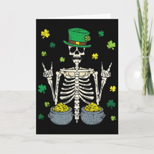 Skelett Leprechaun St Patricks Day Shamrock Kryddn Kort