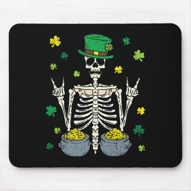 Skelett Leprechaun St Patricks Day Shamrock Kryddn Musmatta (Framsidan)