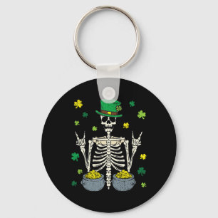 Skelett Leprechaun St Patricks Day Shamrock Kryddn Nyckelring