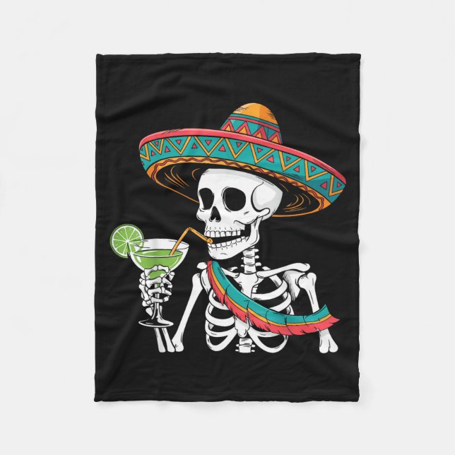 Skelett Margarita Cinco de Mayo  Fleecefilt (Framsidan)